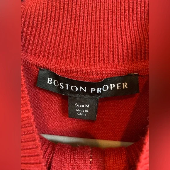 Boston Proper red holiday sweater dress. Size M. Like new. - Picture 6 of 7
